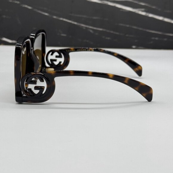 NEW GG1326S 007 GUCCI SUNGLASSES OVERSIZED DARK HAVANA WOMEN EYEWEAR GUCCI - Picture 8 of 12